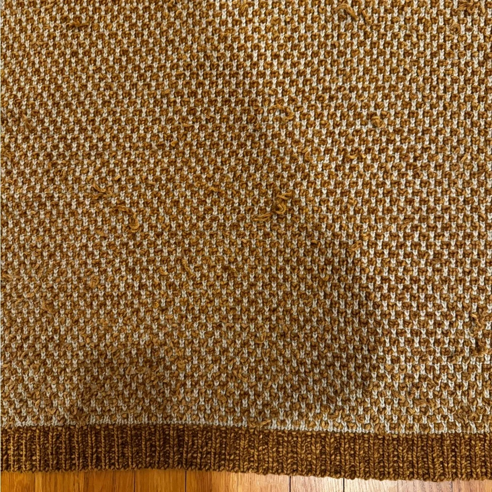 West Elm Chenille Throw Blanket Gold Yellow White 50 In X 60 In Polyester